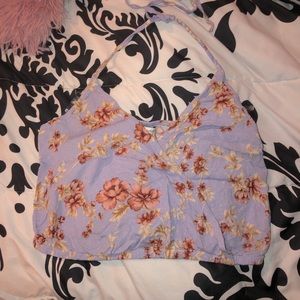 American Eagle purple floral crop top